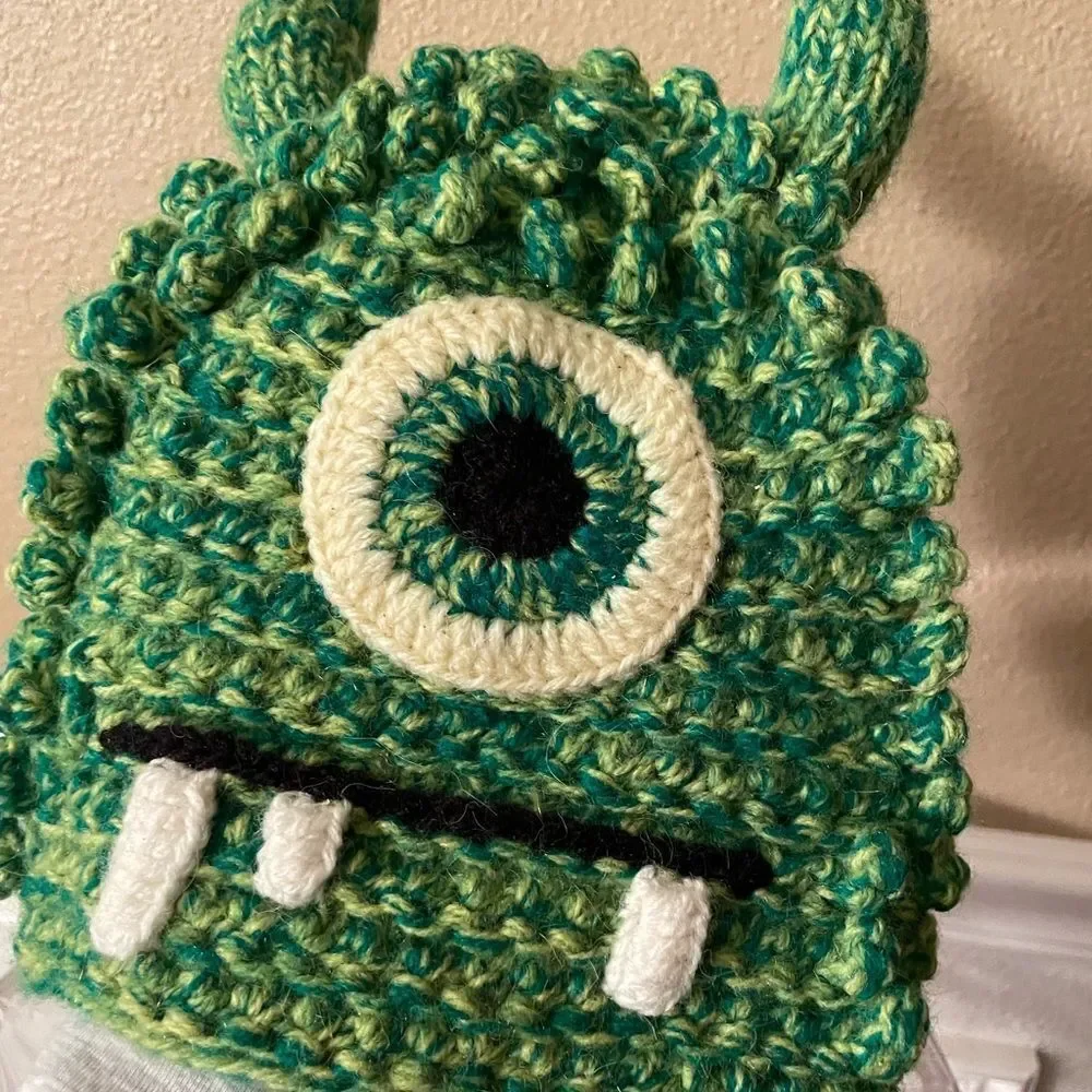 Andes Gifts Kids Hand Crocheted Monster Hat Ages 5-8